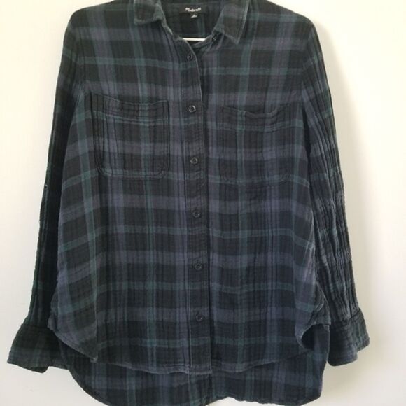 Madewell Oversized Flannel Swing Shirt in Heisley Plaid size XS - Picture 6 of 13